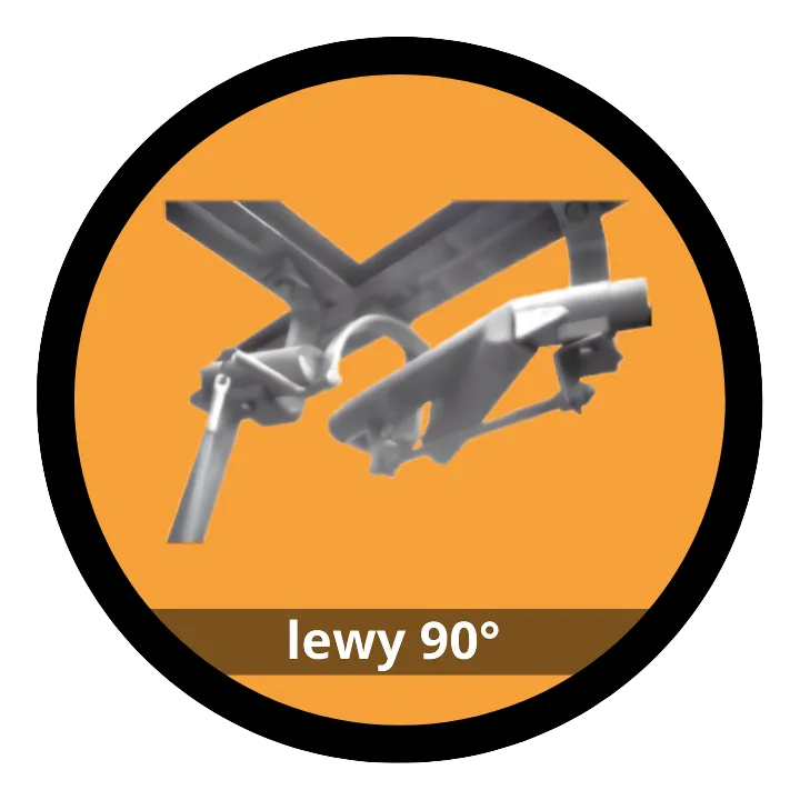 Rozjazd zewnętrzny lewy 90° (bez płyty)