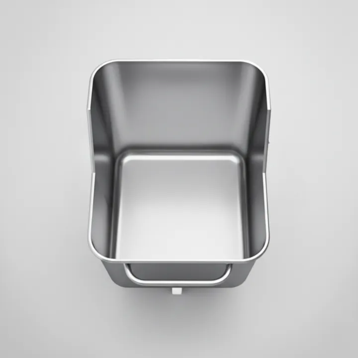 Wózek do farszu 200L ze stali nierdzewnej, podwyższony przedni bok, ujęcie od góry