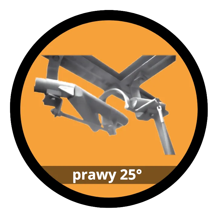 Rozjazd zewnętrzny prawy 25° (bez płyty)