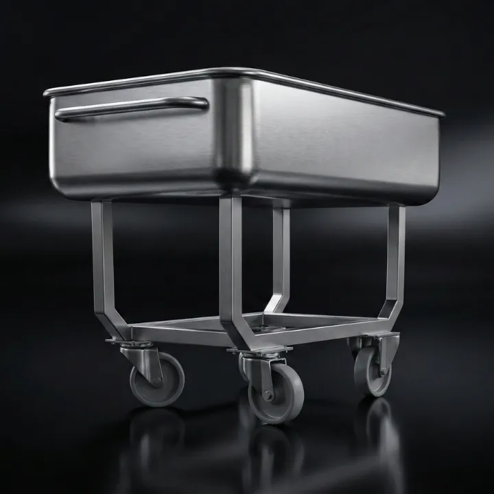 Wózkowanna 150L do farszu i mięsa widok pod skosem – producent Tracz.